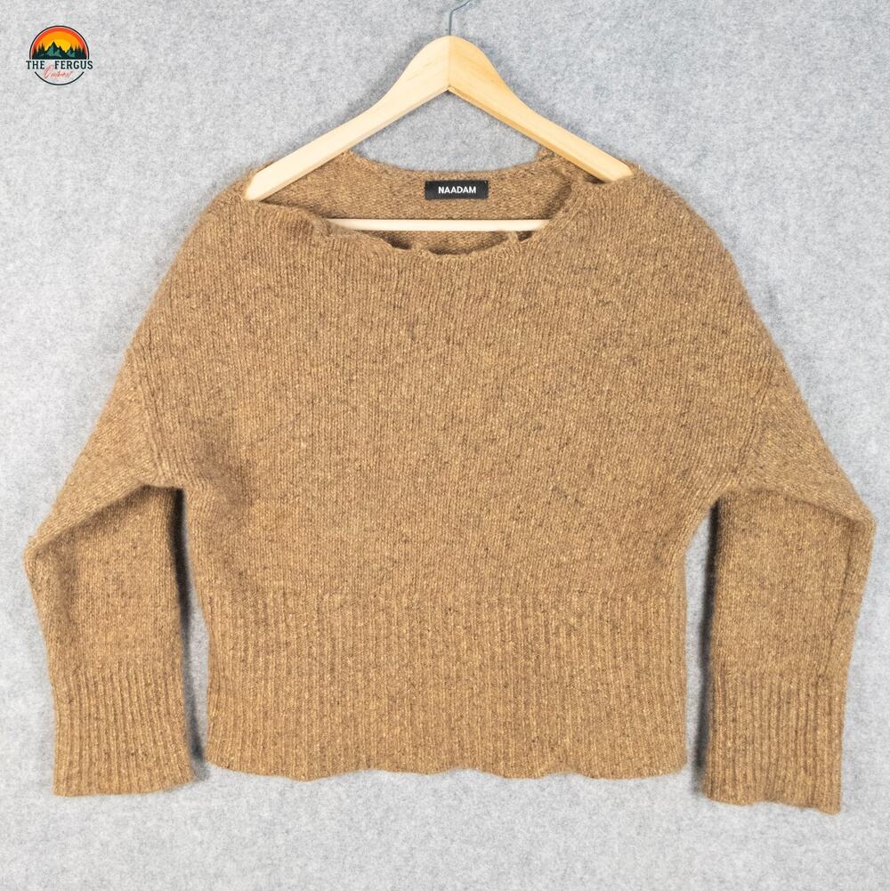 Naadam Pullover Sweater Brown Knit 100% Cashmere Distressed Women's Size Small